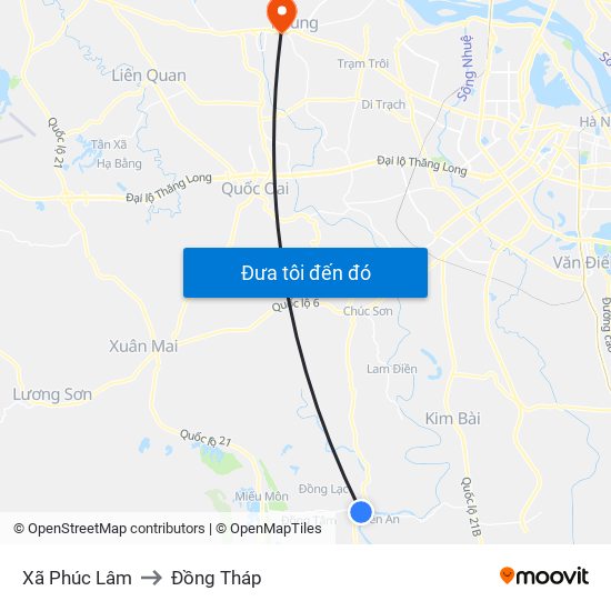 Xã Phúc Lâm to Đồng Tháp map