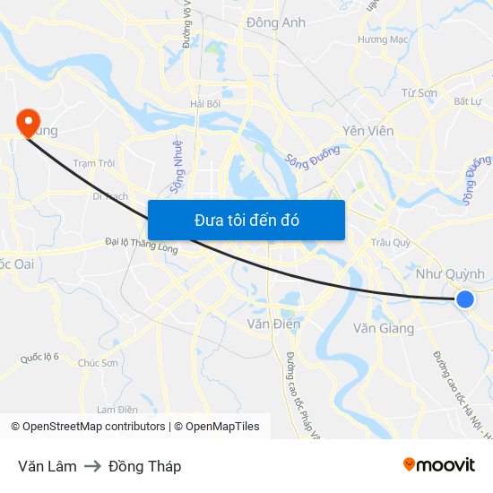 Văn Lâm to Đồng Tháp map