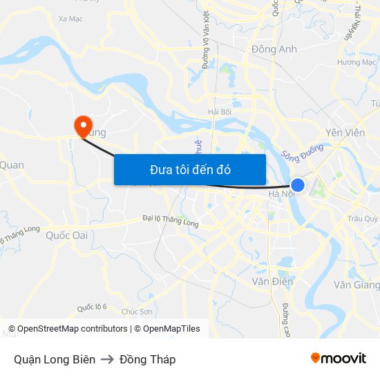 Quận Long Biên to Đồng Tháp map
