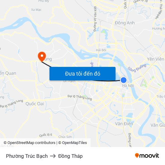 Phường Trúc Bạch to Đồng Tháp map