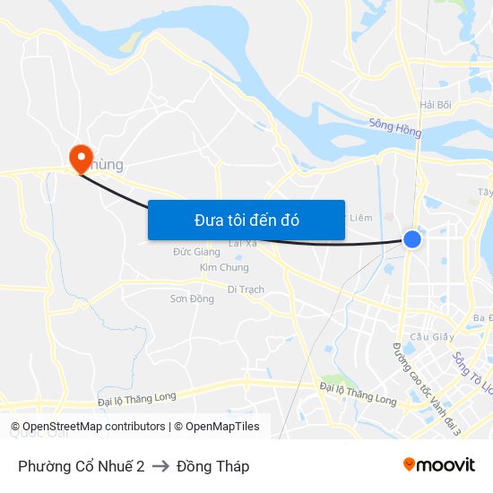 Phường Cổ Nhuế 2 to Đồng Tháp map