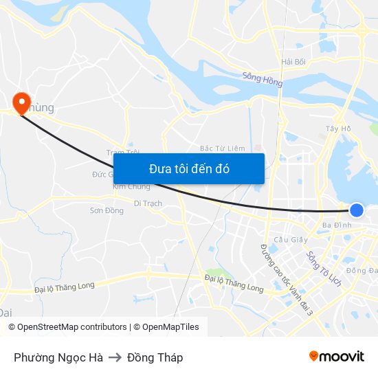 Phường Ngọc Hà to Đồng Tháp map