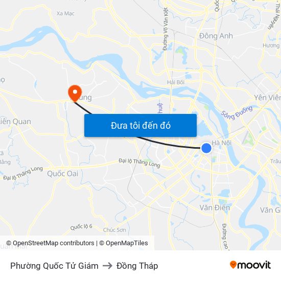 Phường Quốc Tử Giám to Đồng Tháp map