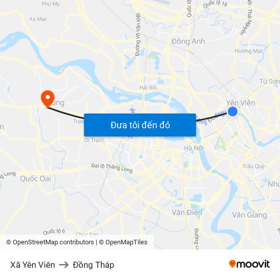Xã Yên Viên to Đồng Tháp map