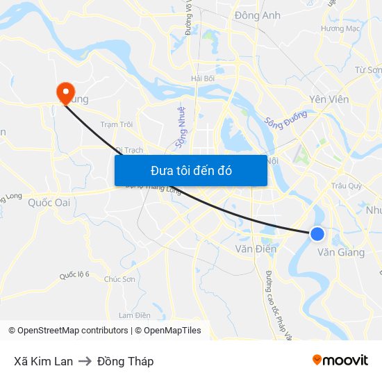 Xã Kim Lan to Đồng Tháp map