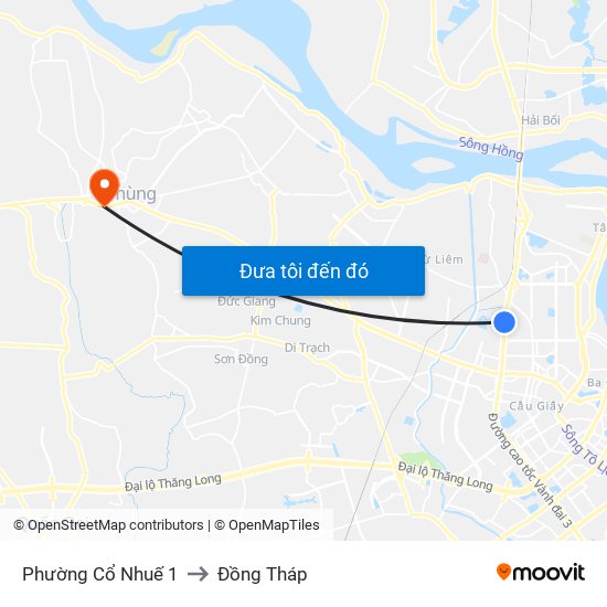 Phường Cổ Nhuế 1 to Đồng Tháp map