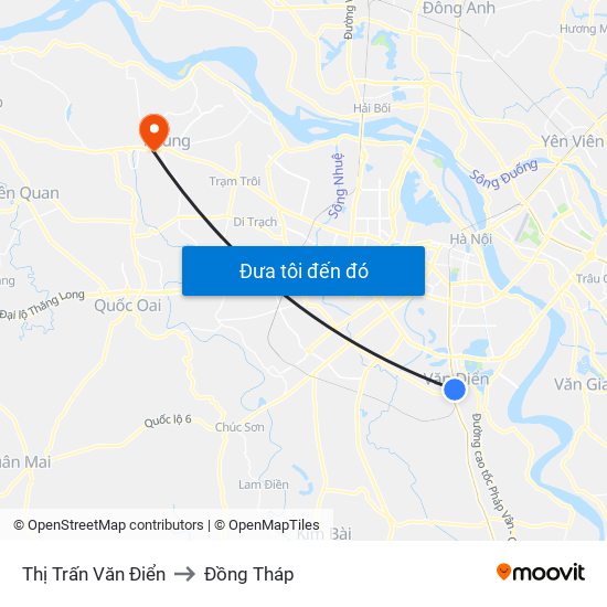 Thị Trấn Văn Điển to Đồng Tháp map