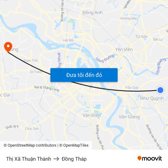 Thị Xã Thuận Thành to Đồng Tháp map