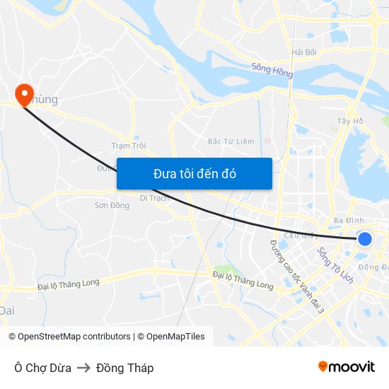 Ô Chợ Dừa to Đồng Tháp map