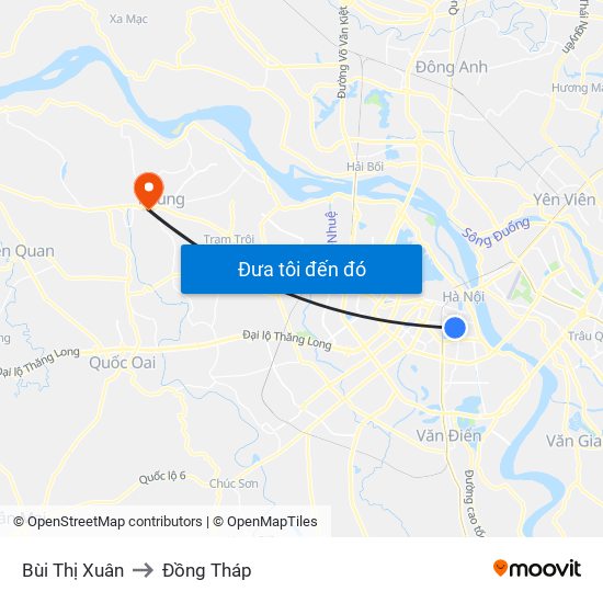 Bùi Thị Xuân to Đồng Tháp map