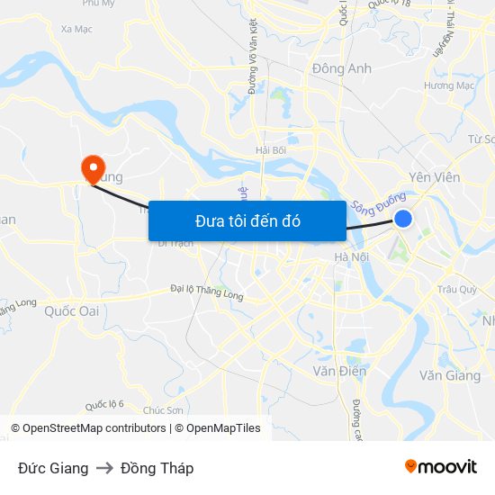 Đức Giang to Đồng Tháp map