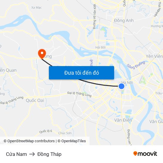 Cửa Nam to Đồng Tháp map