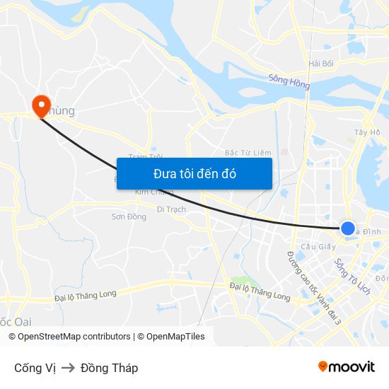 Cống Vị to Đồng Tháp map