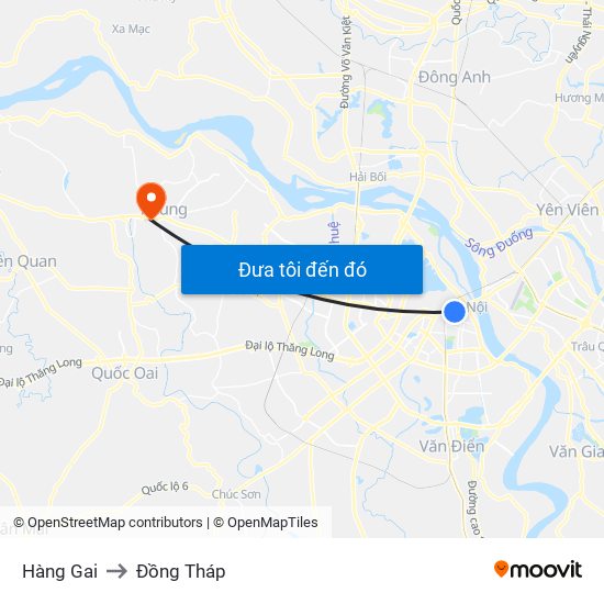 Hàng Gai to Đồng Tháp map