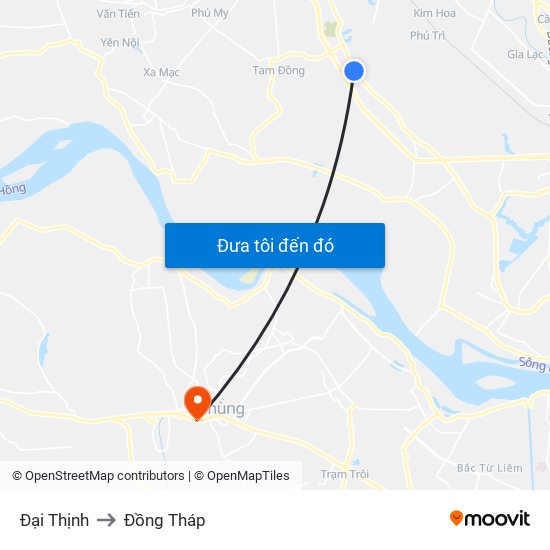 Đại Thịnh to Đồng Tháp map
