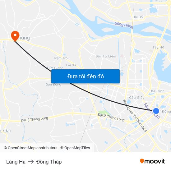Láng Hạ to Đồng Tháp map