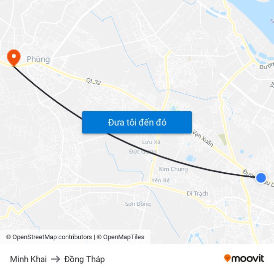 Minh Khai to Đồng Tháp map
