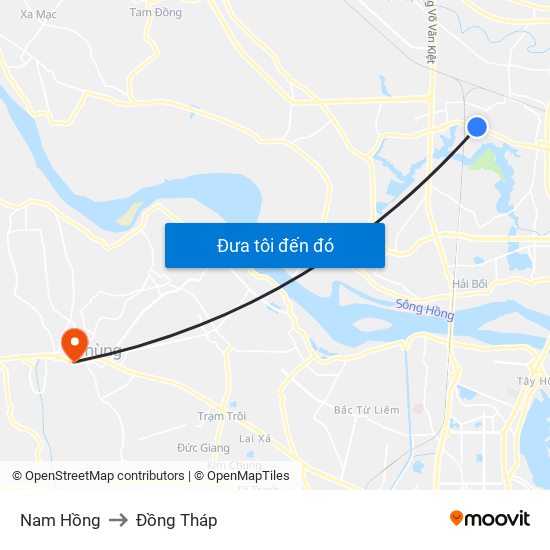 Nam Hồng to Đồng Tháp map