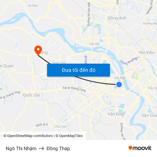 Ngô Thì Nhậm to Đồng Tháp map