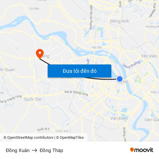 Đồng Xuân to Đồng Tháp map