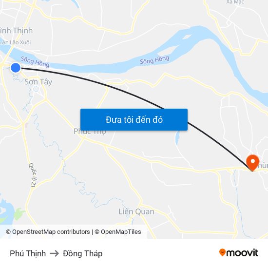 Phú Thịnh to Đồng Tháp map