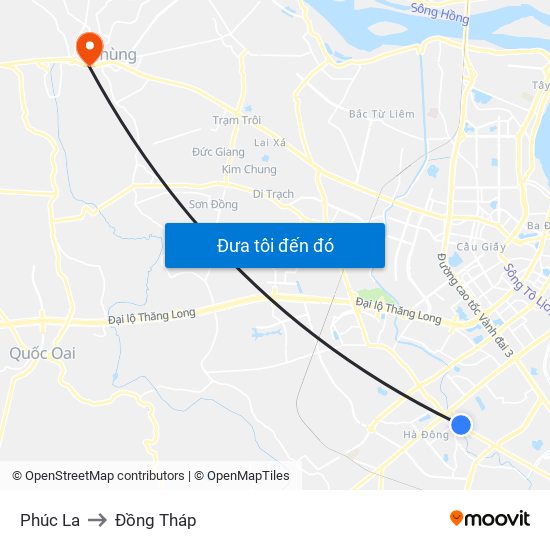 Phúc La to Đồng Tháp map