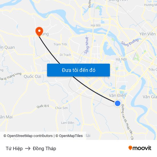 Tứ Hiệp to Đồng Tháp map