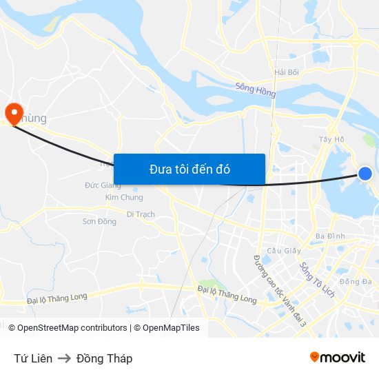 Tứ Liên to Đồng Tháp map