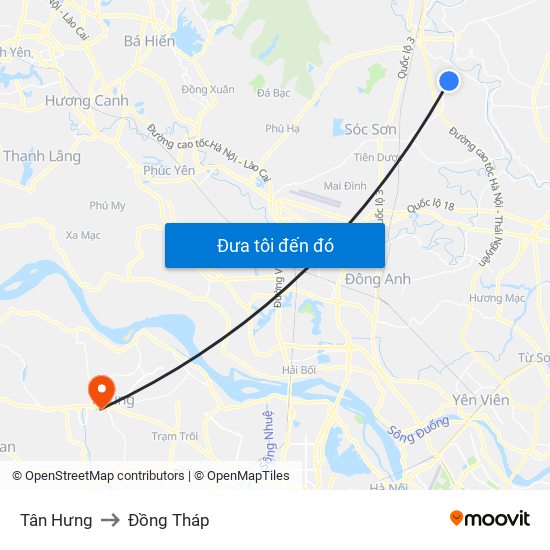 Tân Hưng to Đồng Tháp map