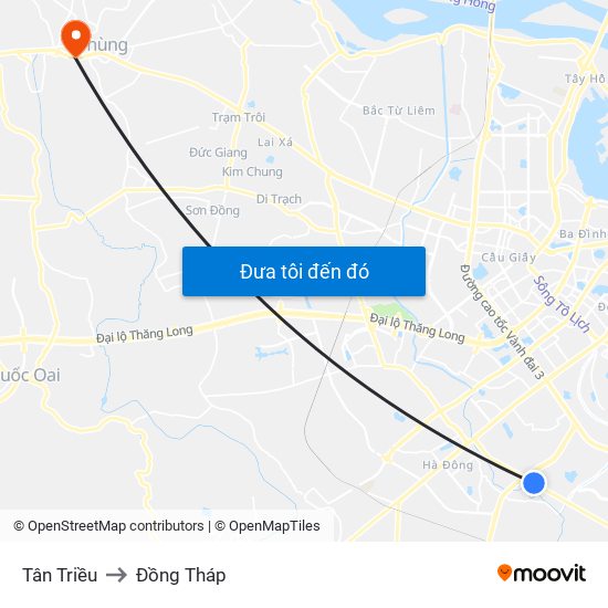 Tân Triều to Đồng Tháp map