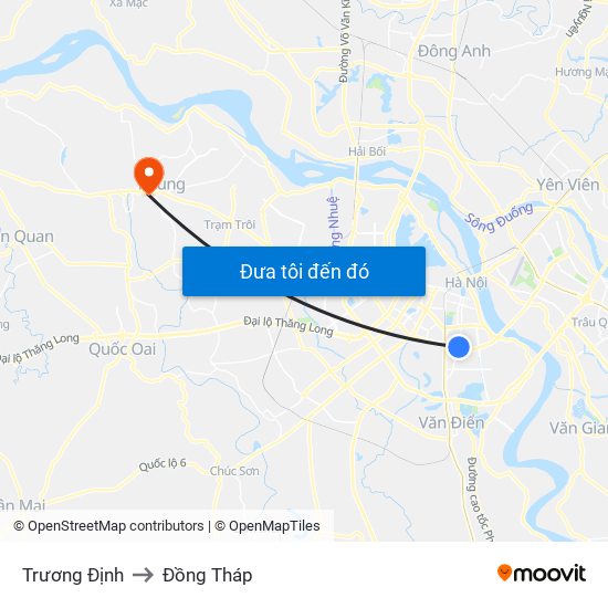 Trương Định to Đồng Tháp map