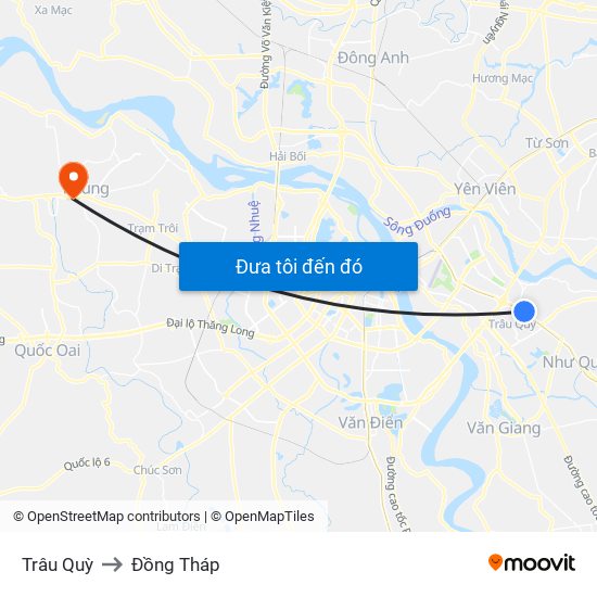 Trâu Quỳ to Đồng Tháp map