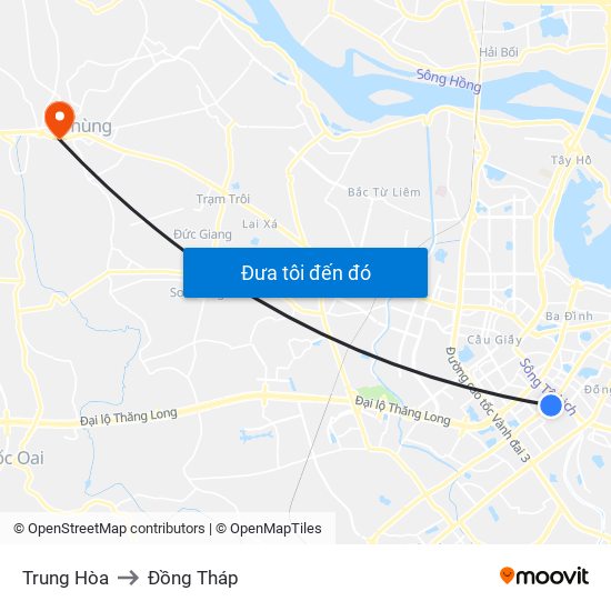 Trung Hòa to Đồng Tháp map