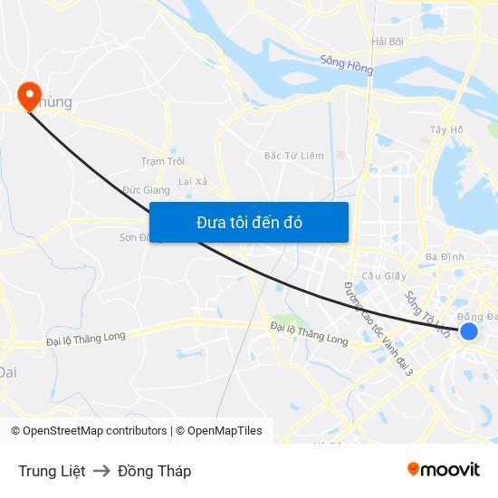 Trung Liệt to Đồng Tháp map