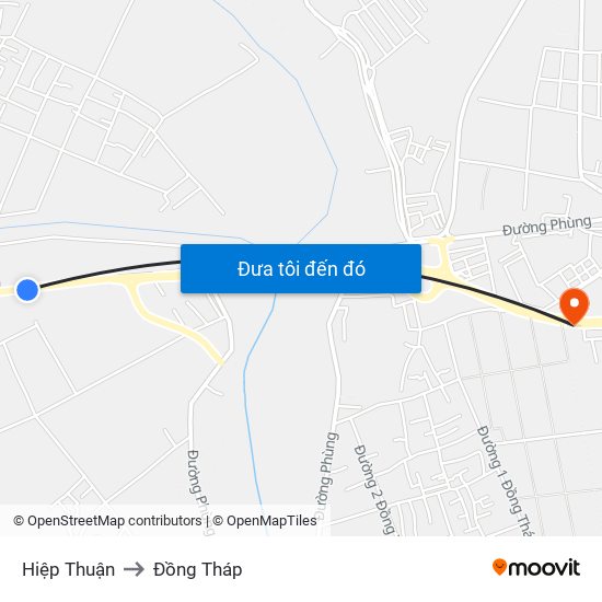 Hiệp Thuận to Đồng Tháp map