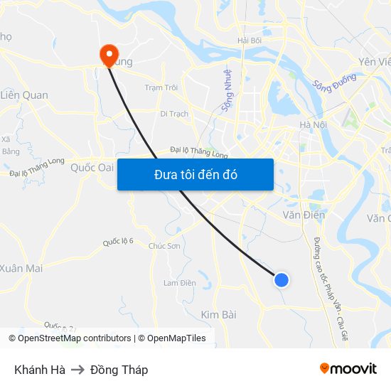 Khánh Hà to Đồng Tháp map