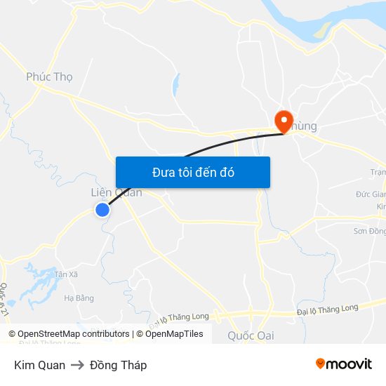 Kim Quan to Đồng Tháp map