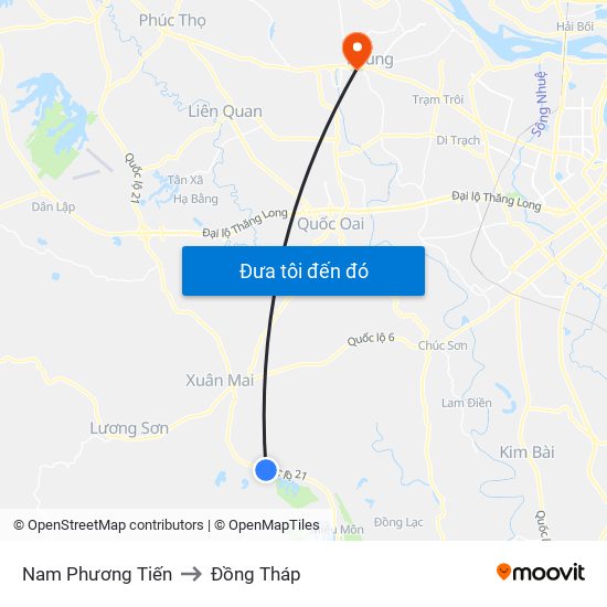 Nam Phương Tiến to Đồng Tháp map