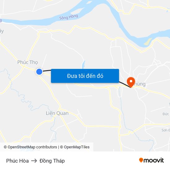 Phúc Hòa to Đồng Tháp map