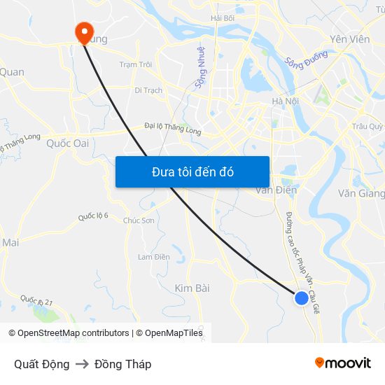 Quất Động to Đồng Tháp map