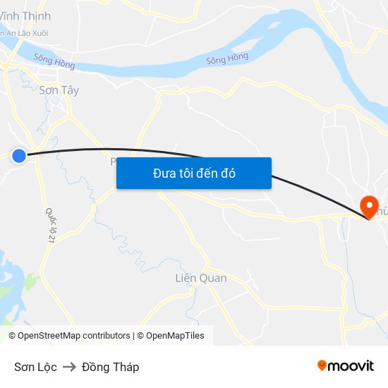 Sơn Lộc to Đồng Tháp map