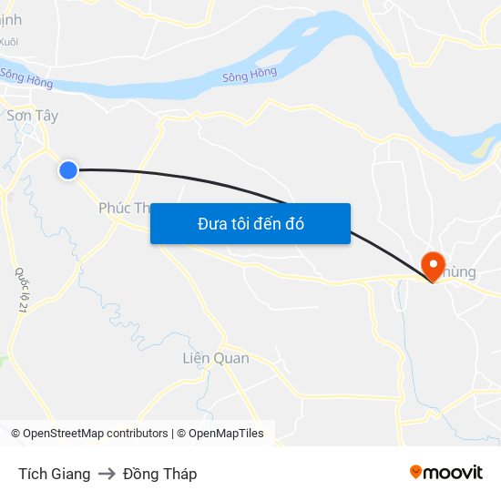 Tích Giang to Đồng Tháp map