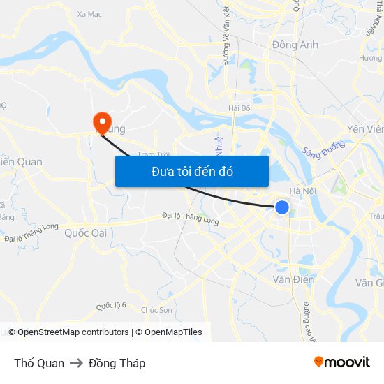 Thổ Quan to Đồng Tháp map