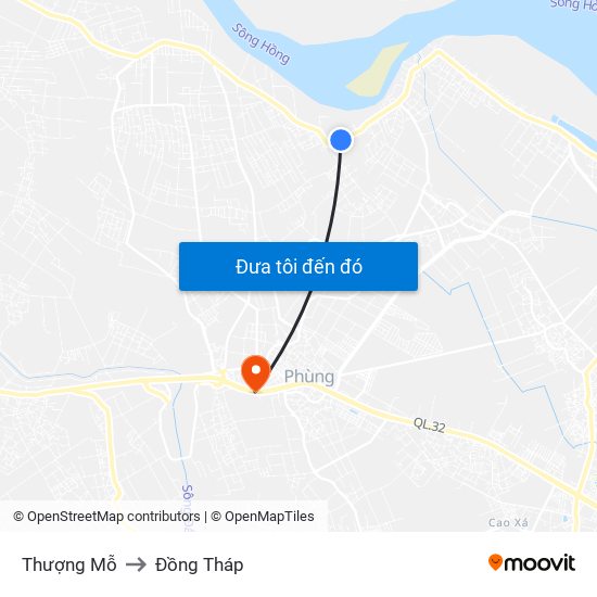 Thượng Mỗ to Đồng Tháp map