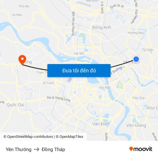 Yên Thường to Đồng Tháp map