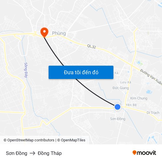 Sơn Đồng to Đồng Tháp map