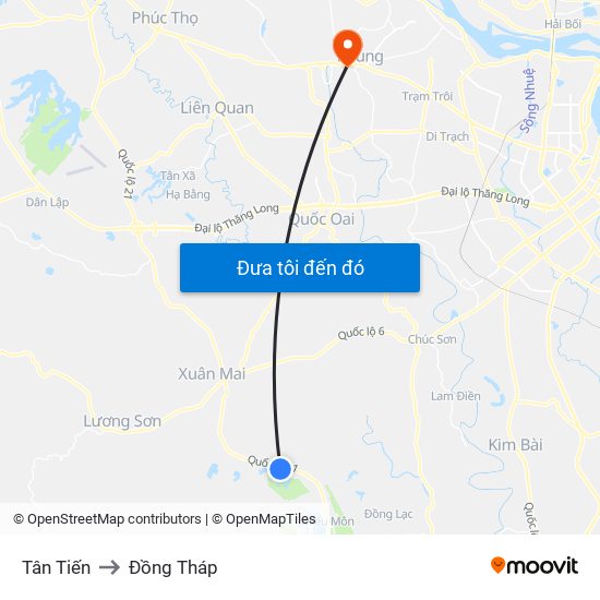 Tân Tiến to Đồng Tháp map