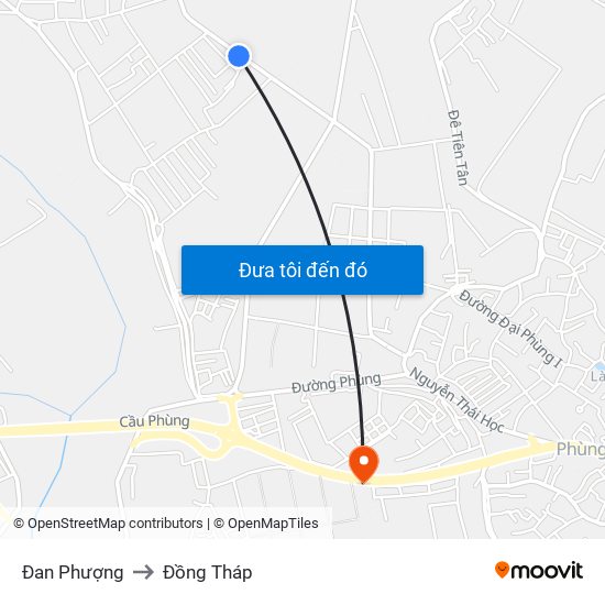 Đan Phượng to Đồng Tháp map