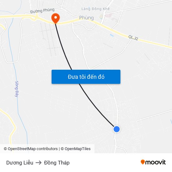 Dương Liễu to Đồng Tháp map