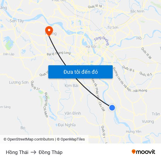 Hồng Thái to Đồng Tháp map